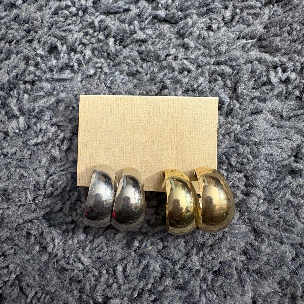 NWOT Set of two 3/4th hoop gold and silver toned earrings